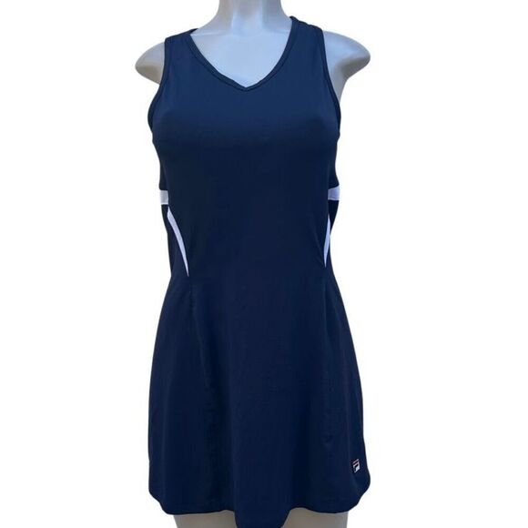 Fila Athletic Tennis Tank Dress Women's Medium Navy Keyhole Cutout Racerback - Picture 1 of 15